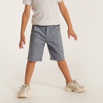 Juniors Solid Polo T-shirt and Textured Shorts Set