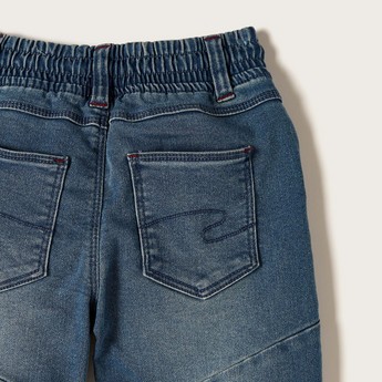 Lee Cooper Denim Jeans with Drawstring Closure and Folded Hem