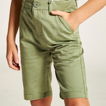 Juniors Solid Shorts with Button Closure and Pockets