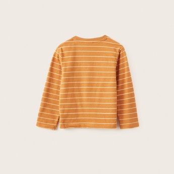 Love Earth Striped Organic T-shirt with Long Sleeves