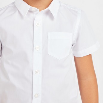 Juniors Solid Shirt with Short Sleeves and Pocket Detail