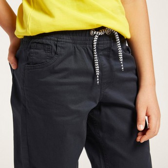 Juniors Solid Pants with Pockets and Drawstring Closure