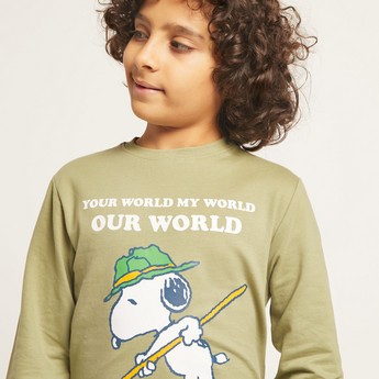 Snoopy Print Pullover with Long Sleeves