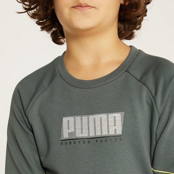 PUMA Logo Print Sweatshirt with Round Neck and Long Sleeves