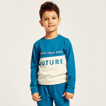 Juniors Printed Crew Neck Sweatshirt and Jogger Set