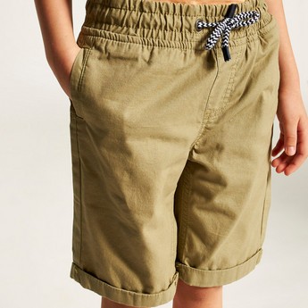 Juniors Solid Shorts with Pockets and Drawstring Closure