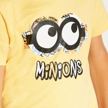 Despicable Me Print T-shirt with Crew Neck and Short Sleeves