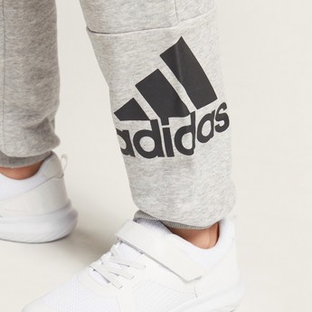 adidas Logo Print Jog Pants with Drawstring Closure and Pockets