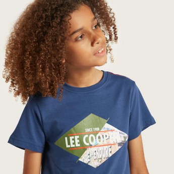 Lee Cooper Graphic Print T-shirt with Short Sleeves