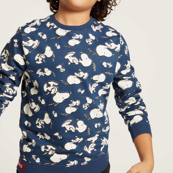 All-Over Snoopy Printed Pullover with Long Sleeves