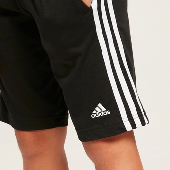 adidas Solid Shorts with Tape and Pocket Detail