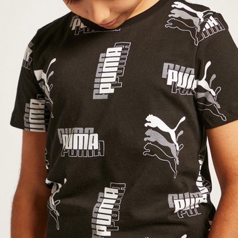 PUMA Printed Crew Neck T-shirt with Short Sleeves