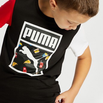 PUMA Colourblock Crew Neck T-shirt with Short Sleeves