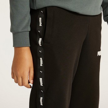 PUMA Solid Joggers with Elasticated Waistband and Tape Detail