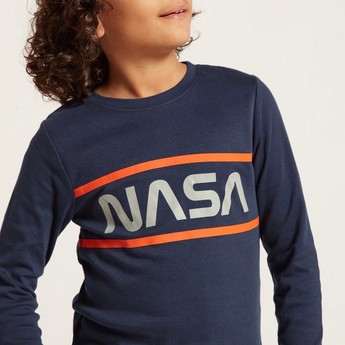 NASA Print T-shirt and Striped Pyjamas Set