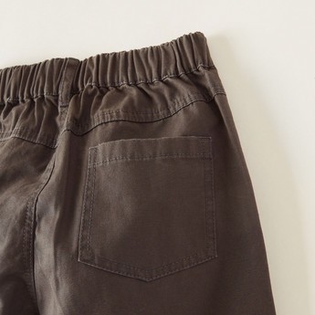 Solid Pants with Semi-Elasticated Waistband and Pockets