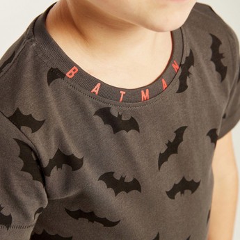 All Over Batman Print T-shirt with Short Sleeves