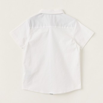 Juniors Solid Shirt with Spread Collar and Short Sleeves