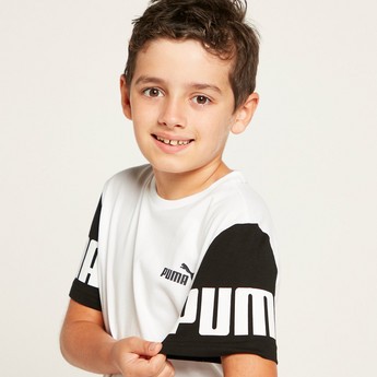 PUMA Colourblock Printed T-shirt with Short Sleeves