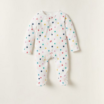 Juniors Printed Sleepsuit with Long Sleeves and Button Closure - Set of 3