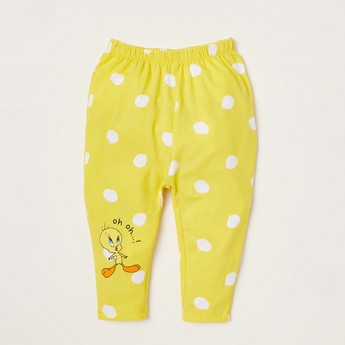 Tweety Print Leggings with Elasticated Waistband - Set of 2