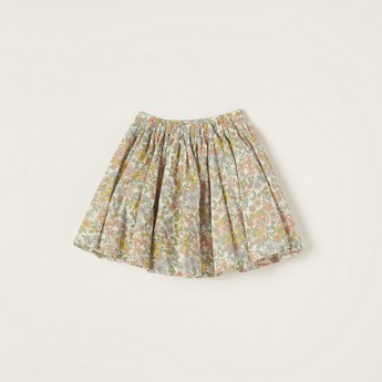 Giggles Floral Print Skirt with Elasticised Waistband