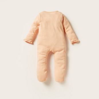 Juniors Embroidered Long Sleeves Sleepsuit with Button Closure