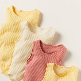 Juniors Textured Sleeveless Bodysuit with Snap Button Closure - Set of 7