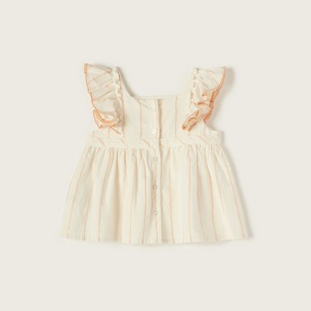 Giggles Embroidered Sleeveless A-line Top with Ruffle Detail