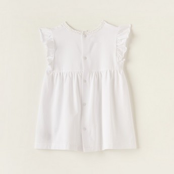 Giggles Embroidered Dress with Bow Accent