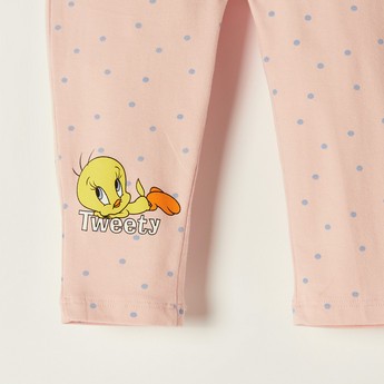 Tweety Print Leggings with Elasticated Waistband