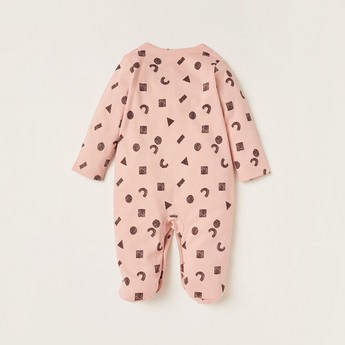 Juniors All-Over Printed Closed Feet Sleepsuit with Long Sleeves