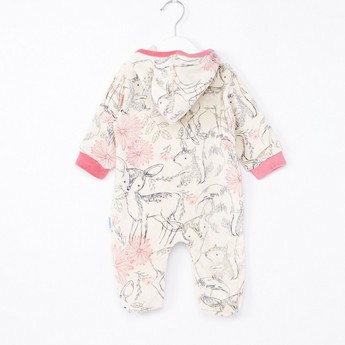 Juniors All-Over Floral Print Closed Feet Sleepsuit with Long Sleeves