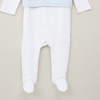 Giggles Solid Sleepsuit with Long Sleeves and Waistcoat Detail