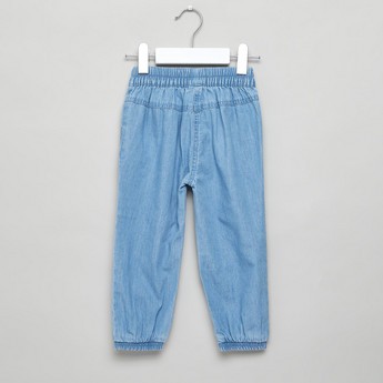 Juniors Solid Pants with Elasticated Waistband and Bow Detail