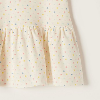 Juniors Polka Dot Sleeveless Polo Dress with Button Closure