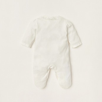 Giggles Embroidered Closed Feet Sleepsuit with Long Sleeves