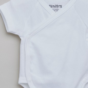 Juniors Solid Bodysuit with Short Sleeves and Round Neck