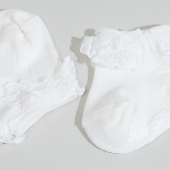 Juniors Textured Socks with Lace Detail - Set of 2