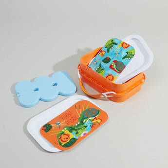 Yubo Printed Lunch Box with Multiple Containers and Face Plate