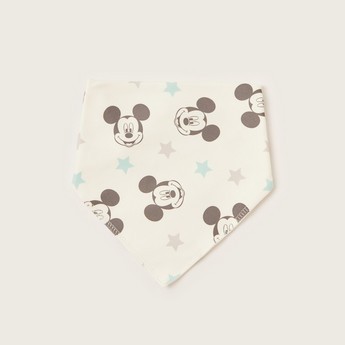 Disney Mickey Mouse Print Bib with Press Button Closure - Set of 3