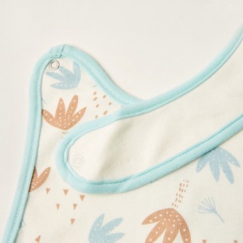 Juniors Printed Bib with Button Closure and Dinosaur Embroidery