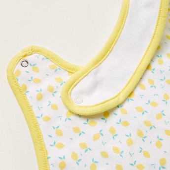 Juniors Printed Bib with Button Closure and Lemon Embroidery