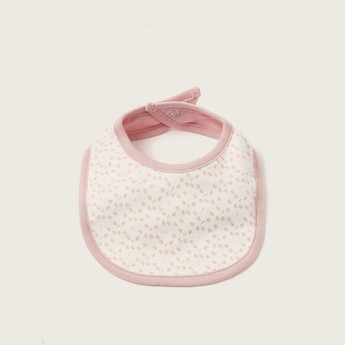 Juniors All-Over Floral Print Bib with Press Button Closure