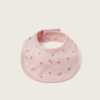 Juniors All-Over Floral Print Bib with Press Button Closure