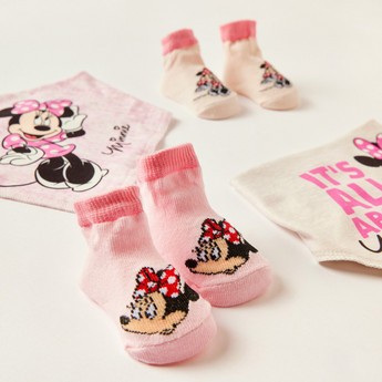 Disney Minnie Mouse Print 4-Piece Bib and Booties Set