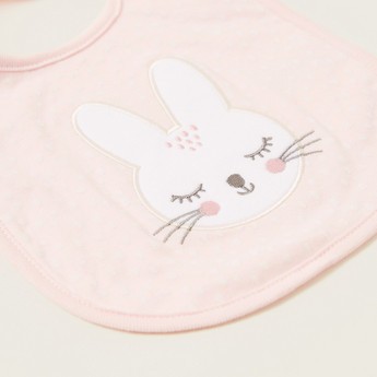 Juniors Bunny Embroidered Bib with Press Button Closure