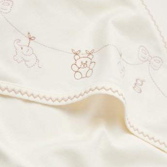 Giggles Embroidered Detail Receiving Blanket with Hood - 80x80 cms