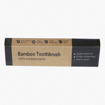 Ionic MSM Charcoal Bamboo Toothbrush with Wooden Handle