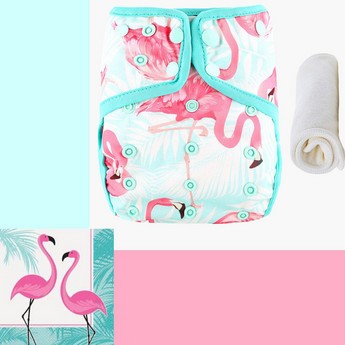 Little Story Flamingo Print Reusable Diaper with Insert